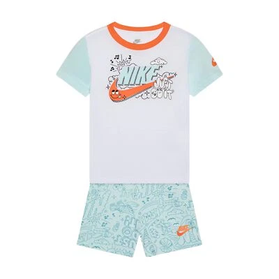 Nike Completo T-Shirt e Shorts da Neonati  Graphic Cyoa Bianco Taglia 24 M Co... - Immagine 1 di 4