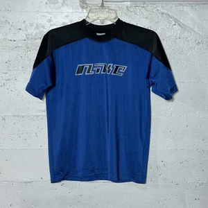 Nike Boys Size M Black Blue Logo Crewneck Short Sleeve T-Shirt - Picture 1 of 8