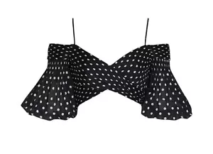 Zimmermann Pleated Bodice | Black/White Dot, Pleated, Straps, Off Shoulder, Crop - Picture 1 of 4