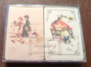 Set Of 2 Tiffany Bridge Size Playing Cards Norman Rockwell Prints. - Picture 1 of 7