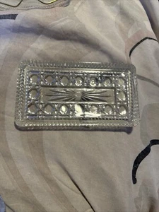 Vintage Indiana Federal Crystal vetro trasparente Relish piatto bottone e canna design - Foto 1 di 4