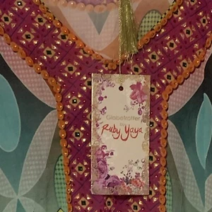 NWT Boho RUBY YAYA Embroidered Sequin Cotton Multi Pattern Sequins Kaftan Dress - Picture 1 of 8