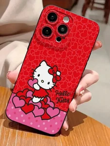 HOT Red Pink HELLO KITTY Hearts Phone Case iPhone 16 Pro Max So Cute! - Picture 1 of 5