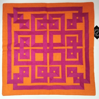 1 Surya Linen Orange Pink Embroidered Lattice Pillow Cover Square 22" NEW NWT - Image 1 of 4