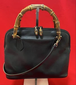 Excellent condition. Authentic GUCCI Bamboo Tote Bag Leather Black - Picture 1 of 10