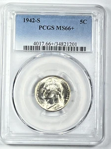 1942-S Jefferson Nickel : PCGS MS66+  Blazing White - Picture 1 of 4