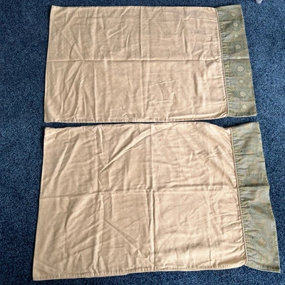 2 Fundas de Almohada de Satén Real Estándar Algodón Egipcio Tonos Tierra Amarillo y Verde Foto 1 de 4