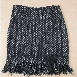 Teri Jon Rickie Freeman Woven Skirt Sz 6 Shabby Chic Fringe Career Academia - Picture 1 of 10