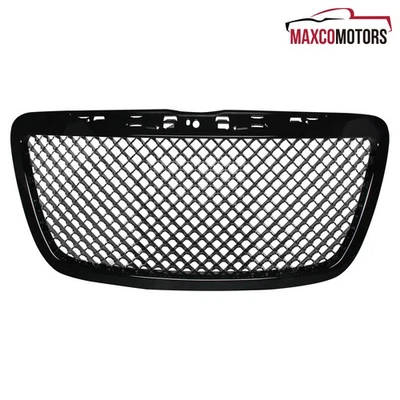 Hood Grille Fits 2011-2014 Chrysler 300 300C Black Luxury Mesh Front Bumper 1PC Foto 1 de 4