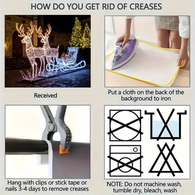 Weihnachtsbanner Rentier Schlitten Elch Lichter Party Fotohintergrund Vinyl - Bild 1 von 4