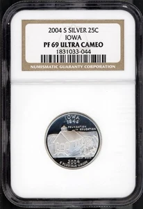 2004-S 25C Silver Iowa State Quarter PF 69 UCAM NGC # 1831033-044 + Bonus - Picture 1 of 4