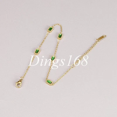 Brazalete Esmeralda 5 Cuadrados Hechos por el Hombre Relleno de Oro Amarillo 18K Genuino 6.7"/8.9 pulgadas Foto 1 de 4