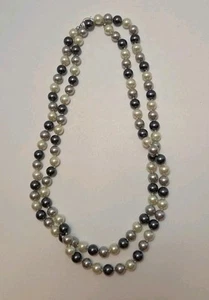 Park Lane Hilo Necklace Pearl Like Blue Gray White Long - Picture 1 of 4