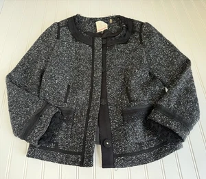 Giacca blazer tuta donna Rebecca Taylor bordo pizzo misto lana seta tweed 10 - Foto 1 di 3