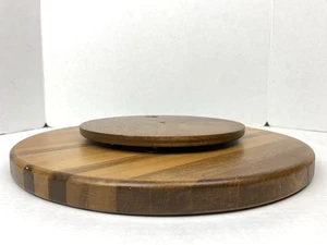 Vintage Wooden Lazy Susan 14" Rotating Serving Tray Wood Kitchen center piece - Picture 1 of 7