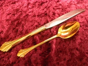 GOLDEN ENCHANTMENT Tafelmesser & Teelöffel Oneida Community Edelstahl USA - Bild 1 von 3