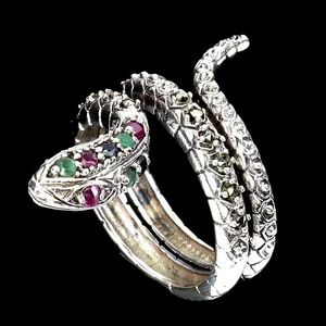 925 Sterling Silver Ring Round Ruby Emerald Sapphire Gemstone Jewelry Size 8 - Picture 1 of 13