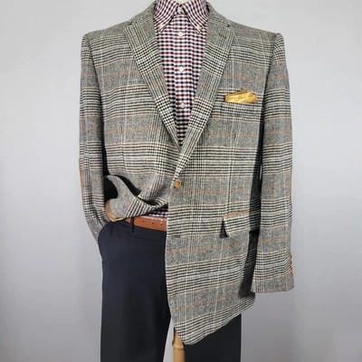 Linea Uomo Men's Sport Coat Wool Blend Heavy Flannel Plaid Luxury Fabric 50L - Image 1 of 4