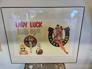 Arte publicitario tatuaje retro Lady Luck, impresión enmarcada 16" h x 20" - Imagen 1 de 4