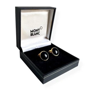 Montblanc Meisterstück Manschettenknöpfe | vergoldet mit schwarzem Onyx | Boxed | Luxus - Bild 1 von 24