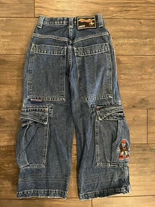Vintage JNCO Flamehead Jeans Kids Youth Size 8 Baggy Skater Wide Leg - Picture 1 of 8