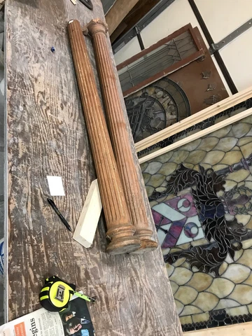 An Pair Antique fluted Oak Columns 50 x 3 x 5 Cover