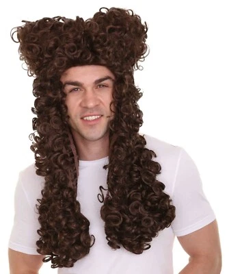 Men Long Wavy Curly Wig Carnival Baroque Renaissance Nobleman Aristocrat 3 Color - Image 1 of 4