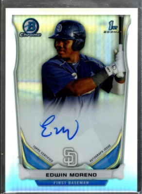 A7638 2014 Bowman Chrome Prospect Autógrafos Refractors Bcapem Edwin Moreno / - Imagen 1 de 2