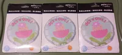 Lot of 3 Balloons Hallmark Party Express Baby Shower Gender Reveal It's A Girl! - Image 1 of 2