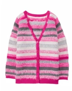 Gymboree Tails of the City Fuzzy Striped Cardigan Sweater Pink NWT Xl 14 - Picture 1 of 1