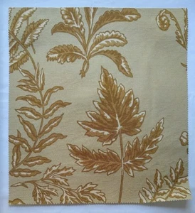 Fabric Sample Brunschwig Fils Woodwardia 16" X 17.5" Leaves Fronds Tan Gold - Picture 1 of 6