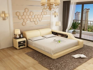 Wasserbett Hotel Doppelbett Betten Komplett Lederbett Wasser Mit USB Polsterbett - Bild 1 von 12