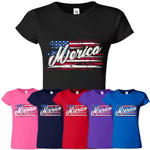 Distressed American Flag Women's T-Shirt USA 4th Of July Patriot Gift Tee S-3XL - Picture 1 of 11