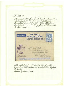 BRITISH SOMALIA - BRIEF - 1942 - Luftpost Brief Form nach Lancashire Canc. E.A. A.P.O.65 - Bild 1 von 1