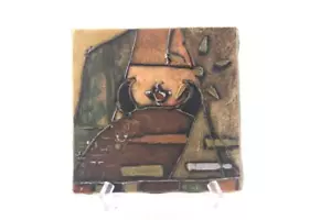Original '01 signiert Erin Lofton Mischtechnik 8 x 8 Leinwandbild - "Maske & Sonne" - Bild 1 von 9