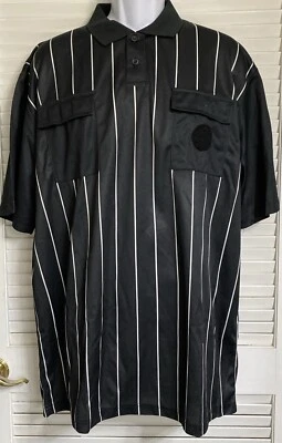 Adult Kwik Goal Soccer Referee Shirt, Black White Stripes Short Sleeve, XL - Image 1 of 4
