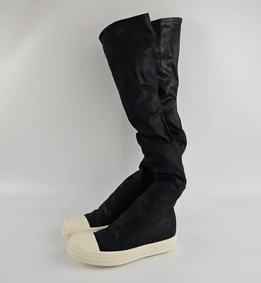 RICK OWENS DRKSHDW Hollywood $900 Black Denim Boots New & Authentic - Image 1 of 4