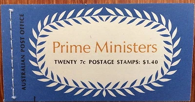 Australia Post Prime Ministers Booklet $1.40 20 x 7c Fisher, Cook, Hughes, Bruce - Image 1 of 3