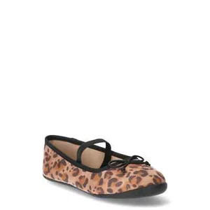 Wonder Nation Ballerinas Schleife flach Mädchen 10 Kleinkinder braun Leopardenmuster elegante Schuhe - Bild 1 von 5