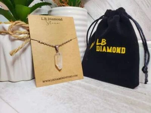 Clear Quartz Handmade Point Necklace Hexagon Chain Pendant Silver - Picture 1 of 7