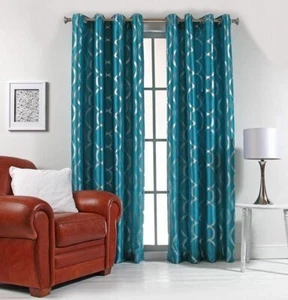 Lafayette 56" X 84" Faux Silk Window Curtain with Metallic Print by Stylemaster® - Picture 1 of 13
