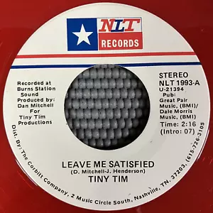 Tiny Tim – Leave Me Satisfied - Red Vinyl Radio Station Promo 45 NLT Records NM - Picture 1 of 5