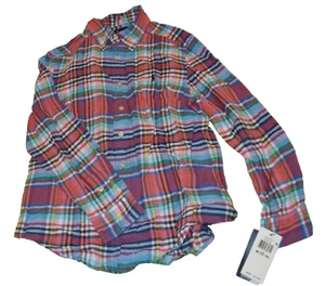 Ralph Lauren Madras Plaid Big Boys Button Down Shirt Medium - Picture 1 of 5