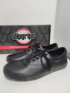 SLIPGRIPS BLACK LEATHER COMFORT SAFETY WORK SLIP RESISTANT MENS 14M SHOES NEW - Picture 1 of 6