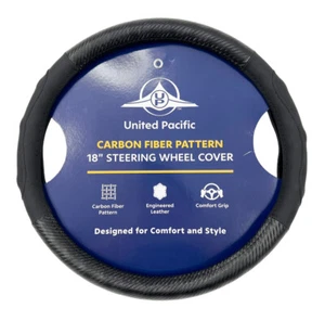 Black Carbon Fiber Style 18" Steering Wheel Cover For Peterbilt Kenworth - Picture 1 of 6