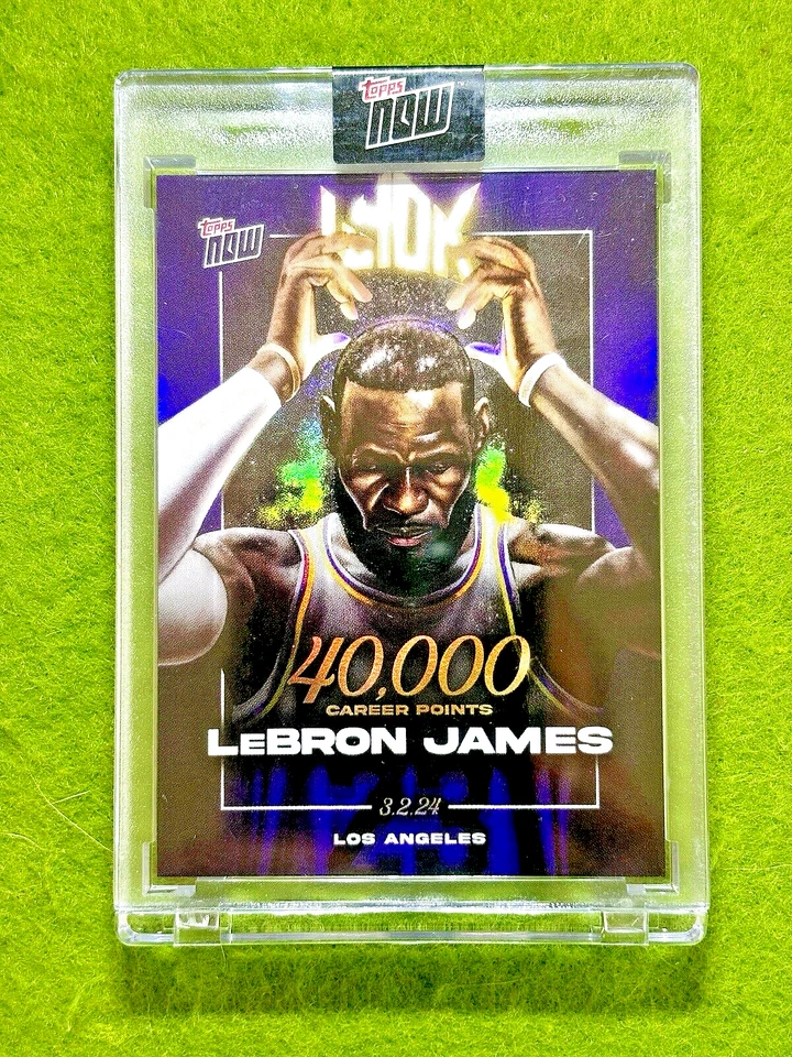LeBron James PRIZM PURPLE REFRACTOR CARD  2023 Topps NOW 40,000 Points SP /86072 - Image 1 of 4
