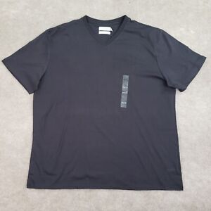 Calvin Klein Plain T-shirt Mens 2XL XXL Black V-Neck Short Sleeve Classic Simple