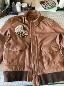 FLIGHT JACKET CBI LEATHER A2 BLOODCHITS SQUADRON PATCH 20 AAF S FIVE STAR - Picture 1 of 12