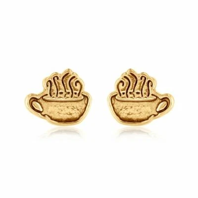 NUEVO EN CAJA Alex and Ani Friends TV Show Taza de Café Tachuelas Pendientes Oro Brillante con Caja Foto 1 de 4