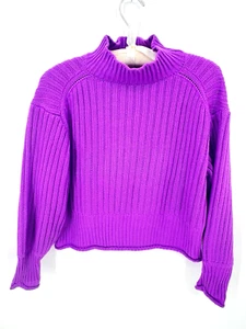 GB Gianni Bini Cropped Pullover mit Zopfmuster Damen XS Lila Stehkragen - Bild 1 von 8